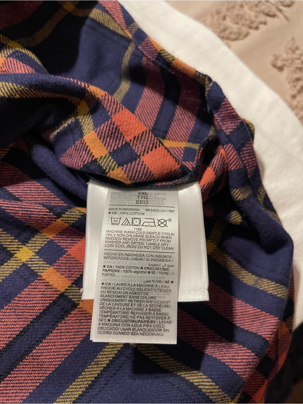 Women’s Old Navy Plaid Button-Up Flannel Shirt with Orange Accent - Picture 3 of 3